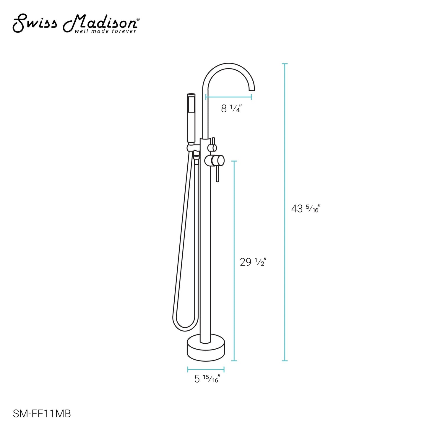 Ivy Freestanding Bathtub Faucet in Matte Black