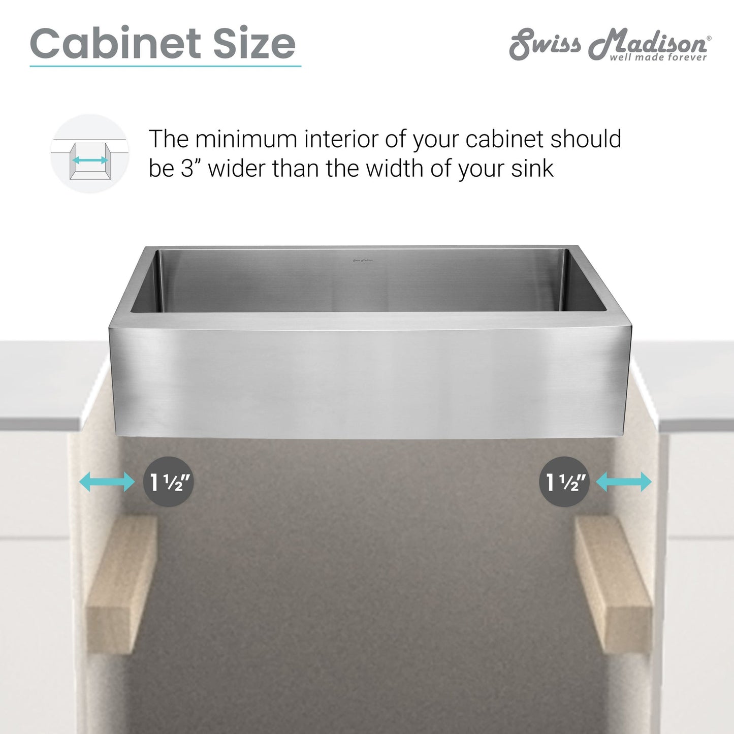 Tourner 30" x 21" Stainless Steel, Single Basin, Farmhouse Kitchen Sink with Apron