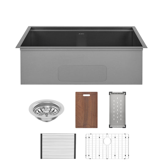 Tourner 32" x 19" Stainless Steel, Single Basin, Undermount Kitchen Workstation Sink in Multi Colors