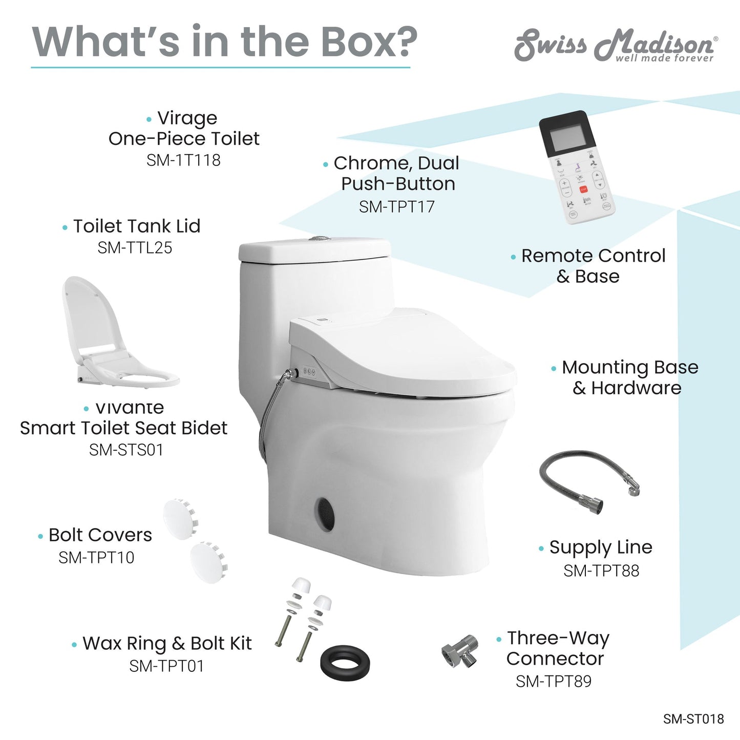 Virage One-Piece Toilet with Vivante Smart Seat Bidet 1.1/1.6 gpf