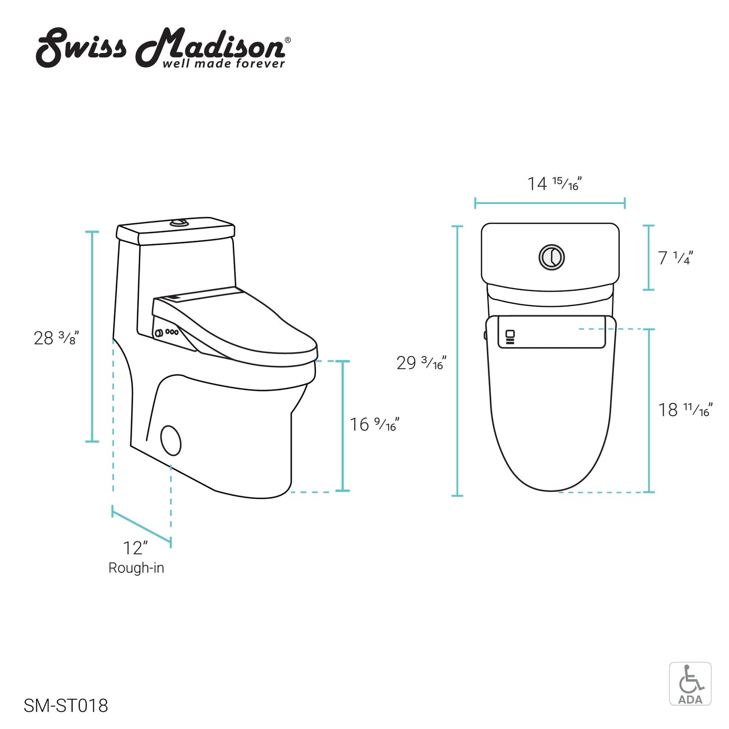 Virage One-Piece Toilet with Vivante Smart Seat Bidet 1.1/1.6 gpf