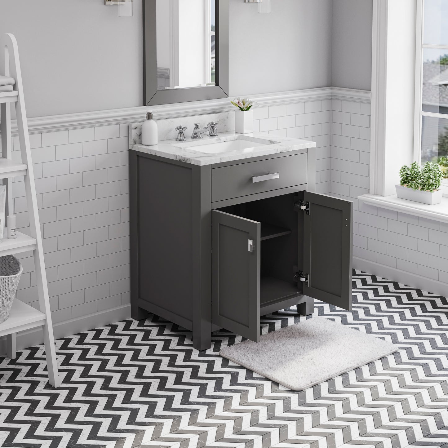 30 Inch Single Sink Bathroom Vanity With Mirror And Faucet From The Madison Collection