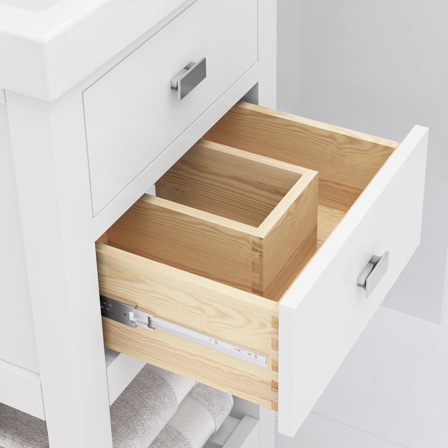 18 Inch MDF Single Bowl Ceramics Vanity With U Shape Drawer From The VERA Collection