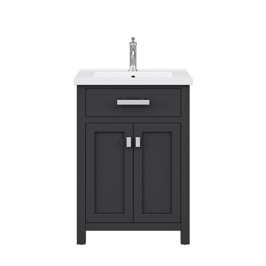 24 Inch Multi Color MDF Single Bowl Ceramics Top Vanity With Double Door From The MYRA Collection
