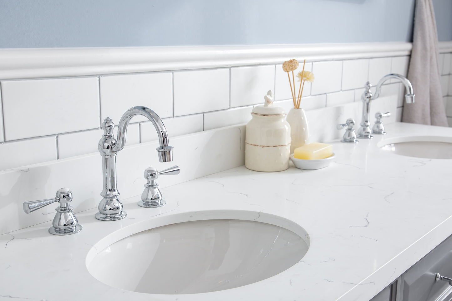72" Palace Collection Quartz Carrara Multi Color Bathroom Vanity Sets