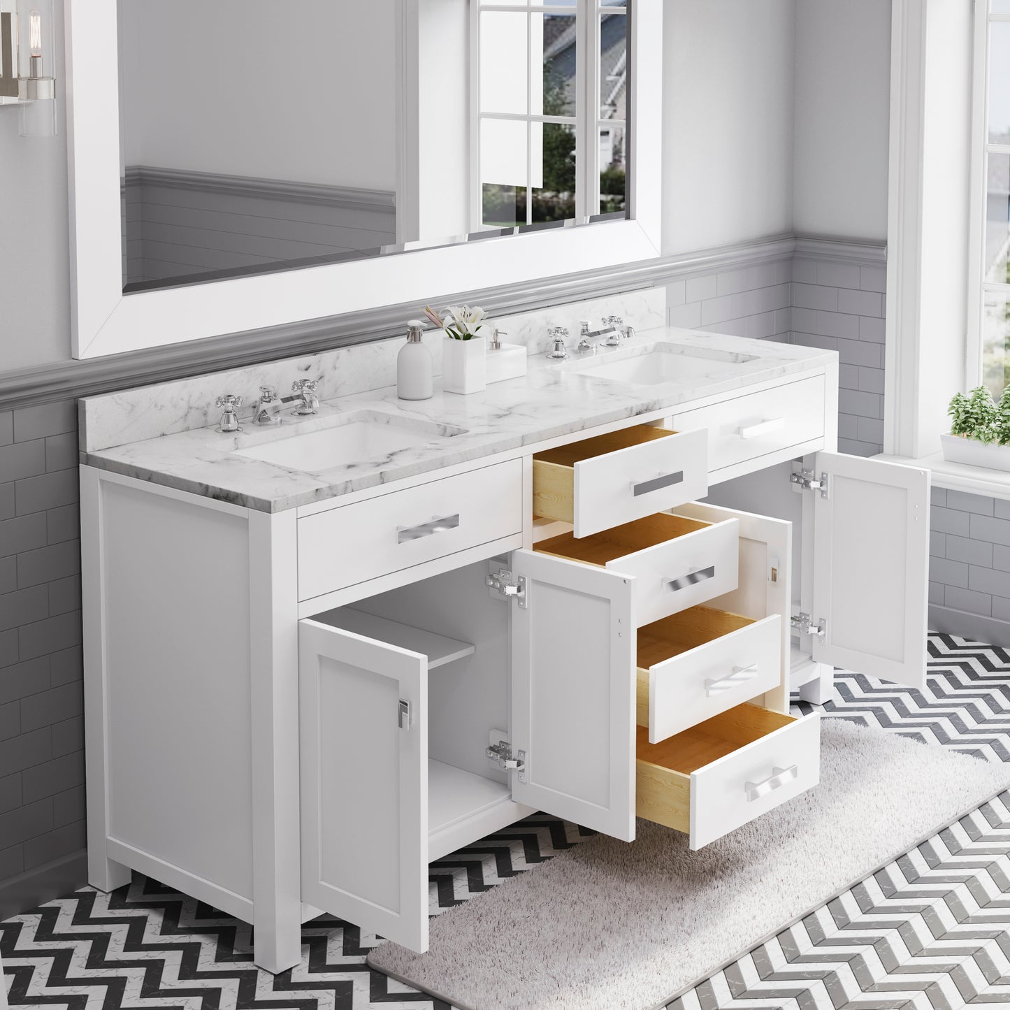 72 Inch Double Sink Bathroom Vanity set. The Madison Collection