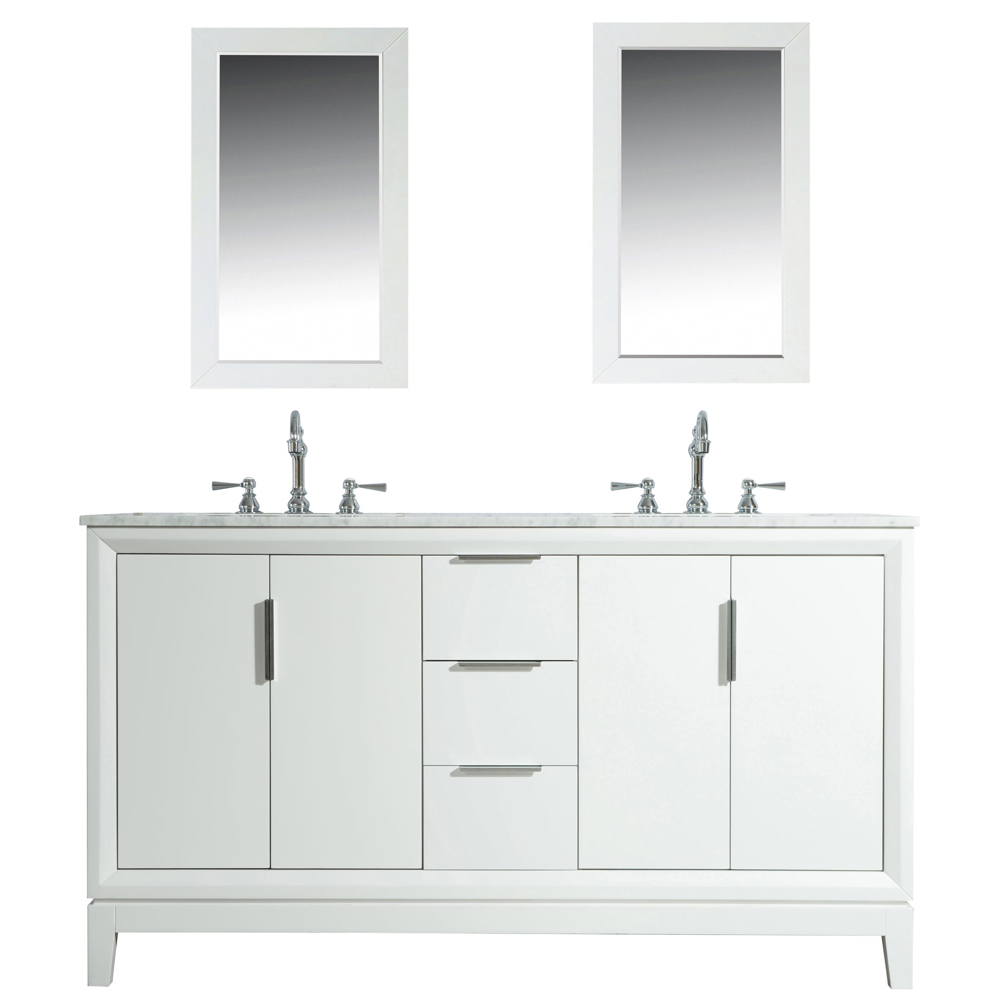 Elizabeth 60-Inch Double Sink Carrara White Marble Vanity In Pure Whit