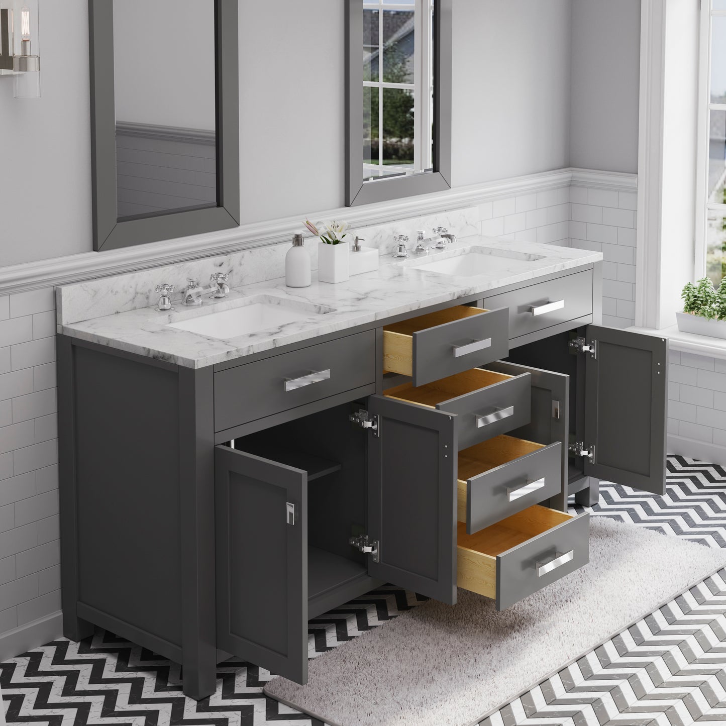 72 Inch Double Sink Bathroom Vanity set. The Madison Collection