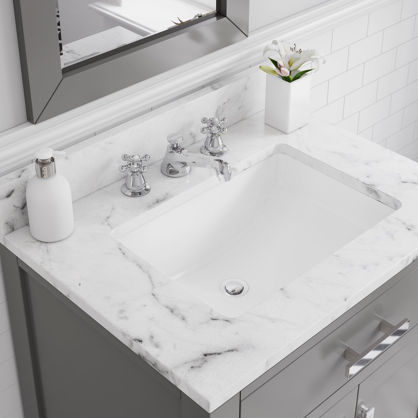 30 Inch Single Sink Bathroom Vanity With Mirror And Faucet From The Madison Collection