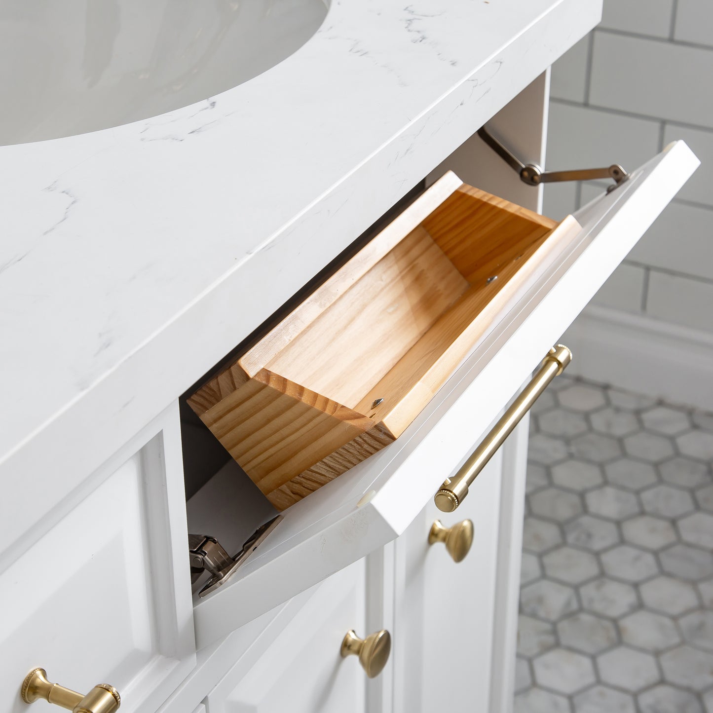 60" Palace Collection Quartz Carrara Bathroom Vanity Sets