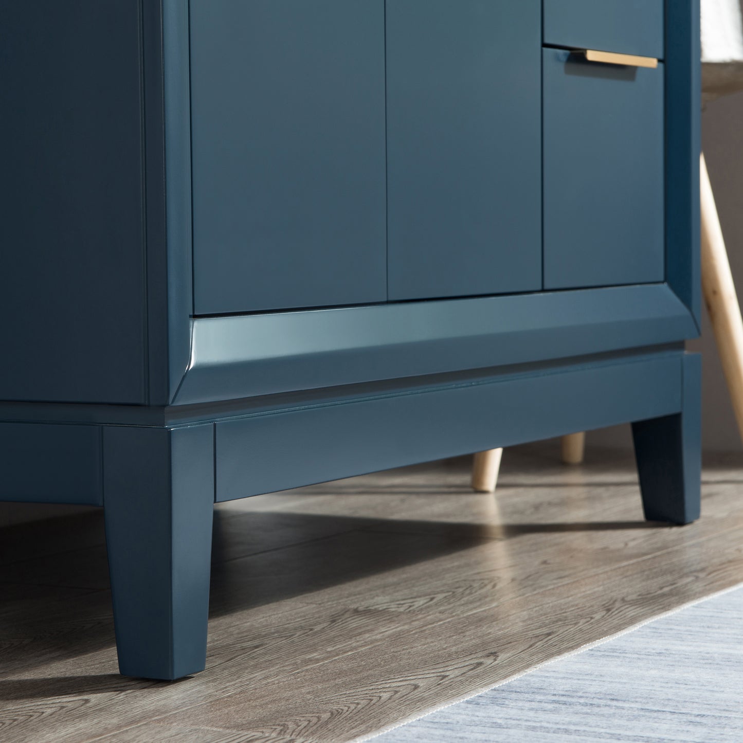 Elizabeth 36-Inch Single Sink Carrara White Marble Vanity In Monarch Blue set