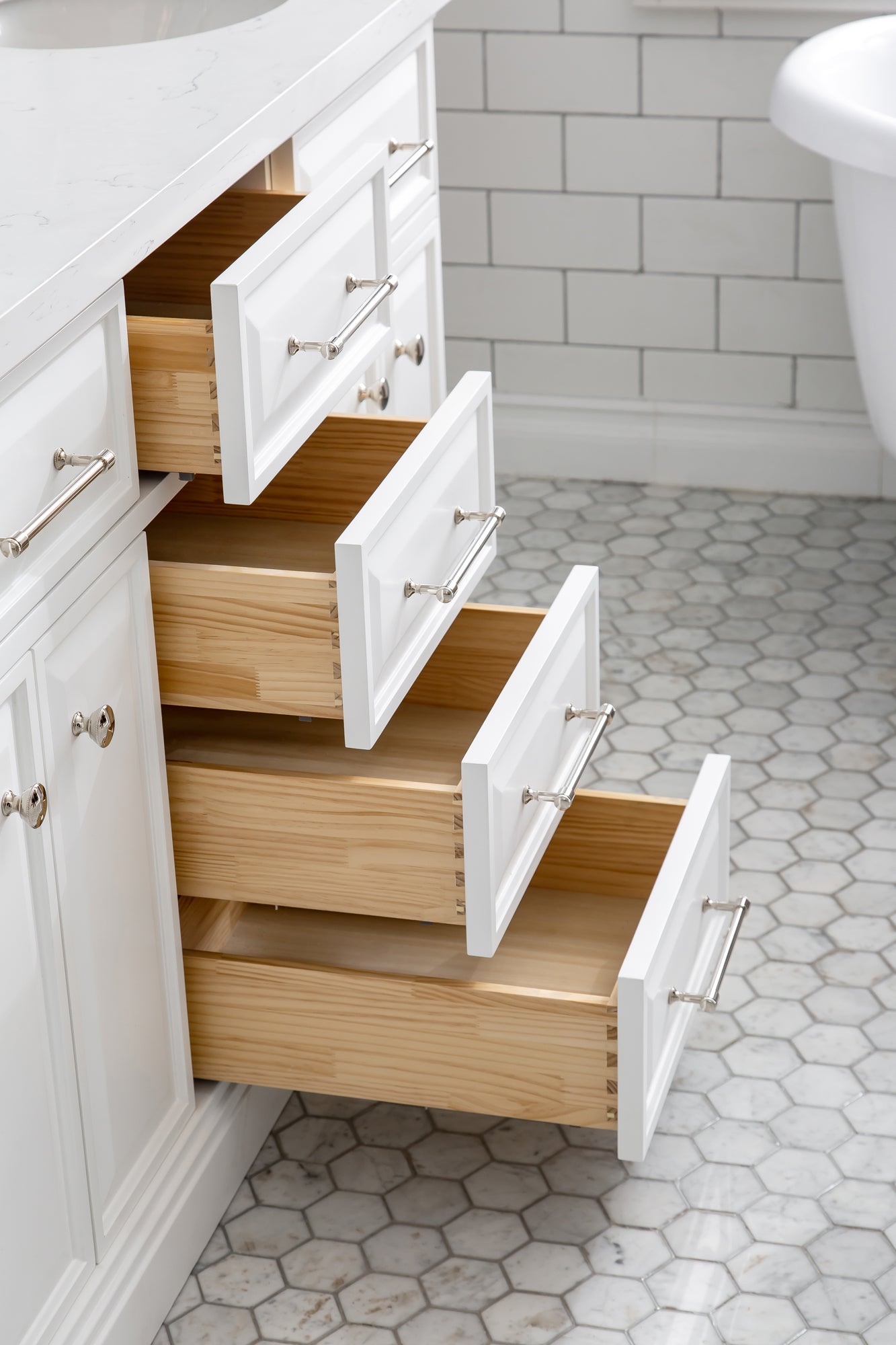 60" Palace Collection Quartz Carrara Bathroom Vanity Sets