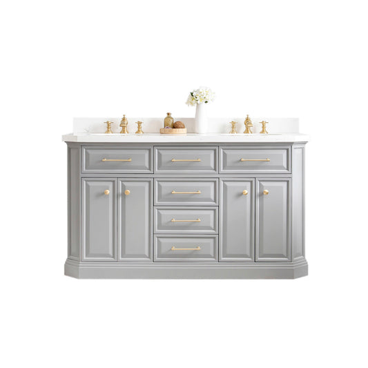 60" Palace Collection Quartz Carrara Bathroom Vanity Set
