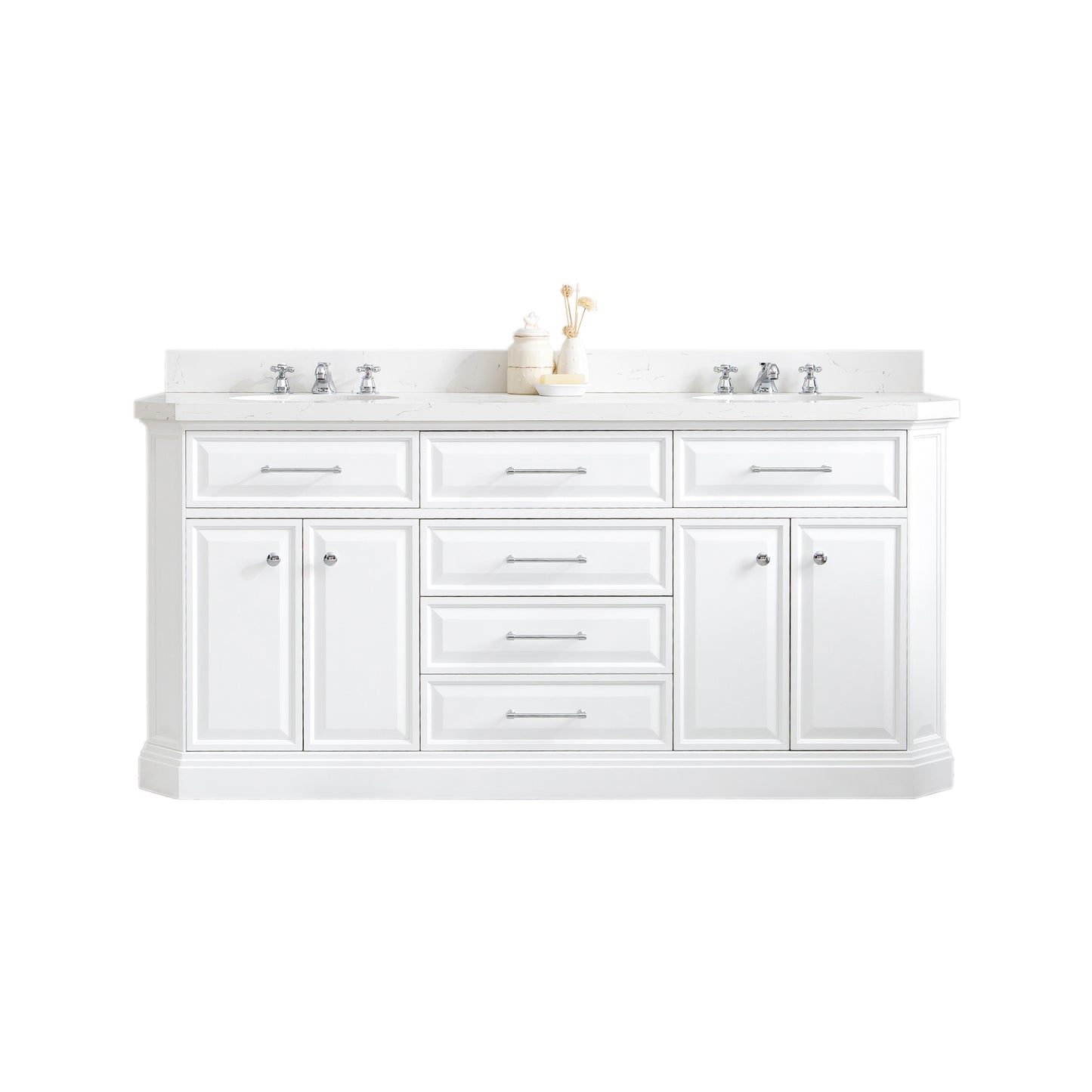 72" Palace Collection Quartz Carrara Multi Color Bathroom Vanity Sets