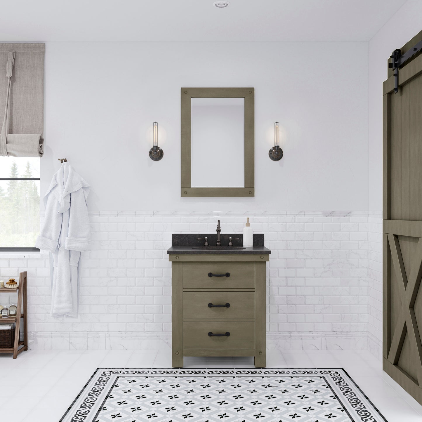 30 Inch Grizzle Grey Single Sink Bathroom Vanity With Mirror And Faucet from The ABERDEEN Collection
