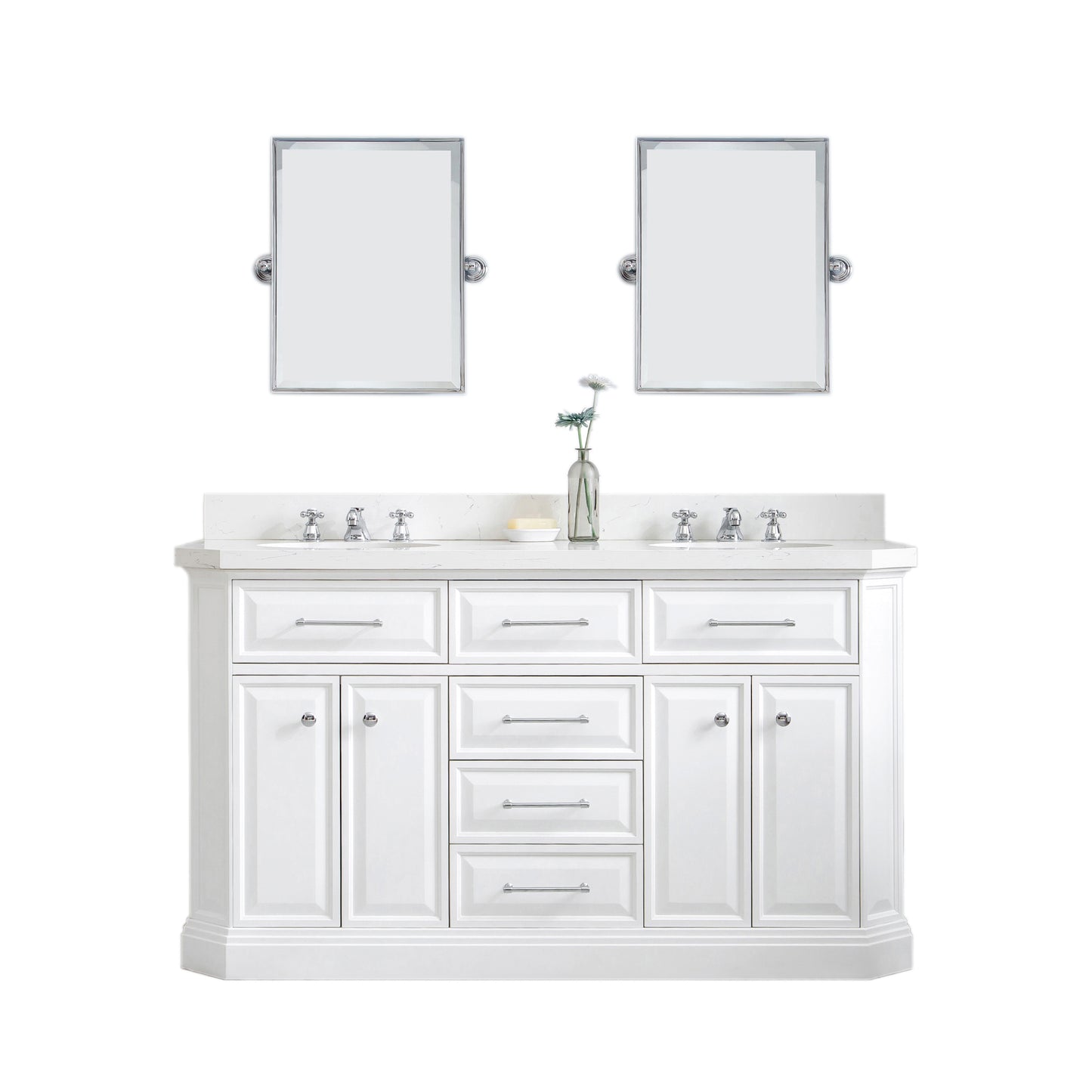 60" Palace Collection Quartz Carrara Bathroom vanity Set