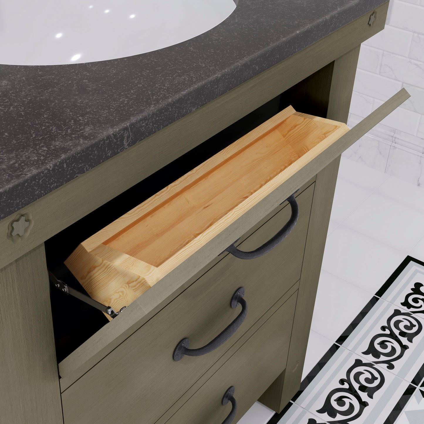 30 Inch Grizzle Grey Single Sink Bathroom Vanity With Mirror And Faucet from The ABERDEEN Collection
