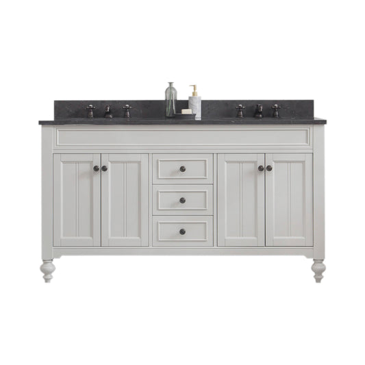 60 Inch Earl Grey Double Sink Bathroom Vanity set. Potenza Collection