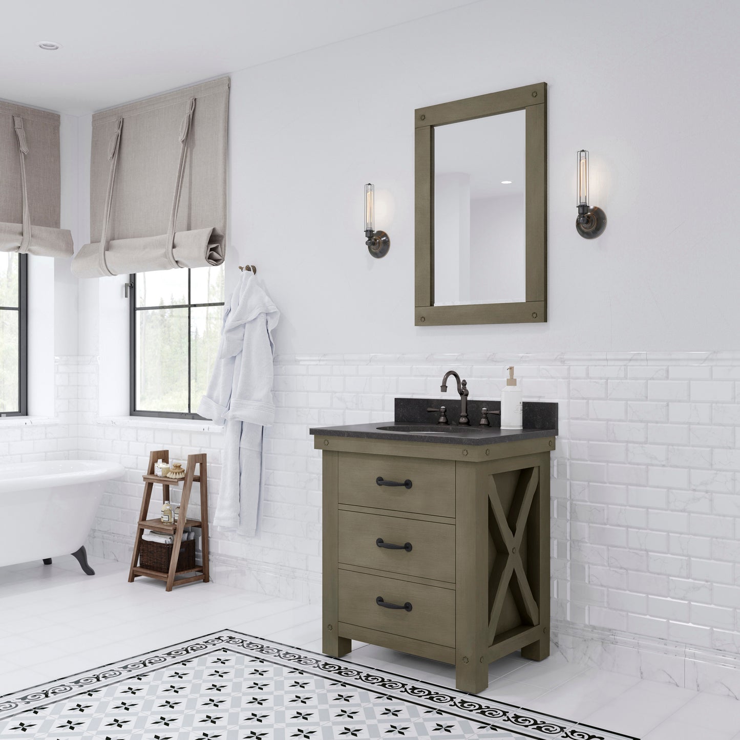 30 Inch Grizzle Grey Single Sink Bathroom Vanity With Mirror And Faucet from The ABERDEEN Collection