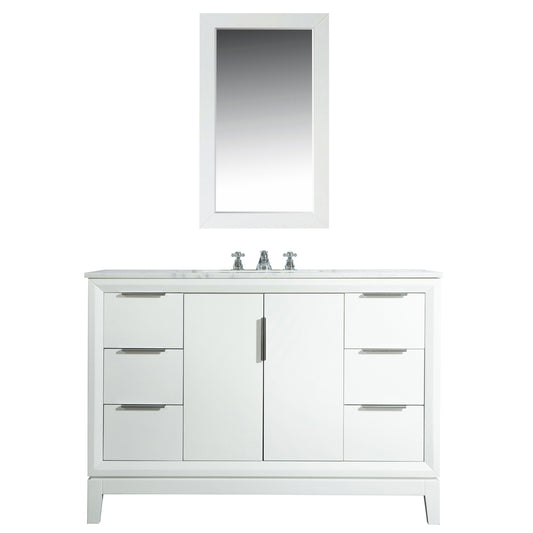 Elizabeth 48-Inch Single Sink Carrara White Marble Vanity In Pure White set