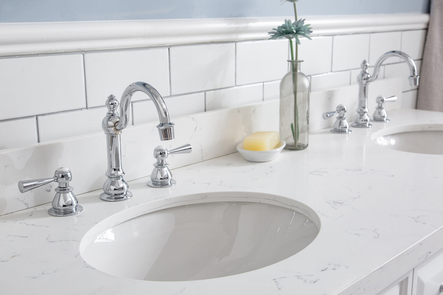 60" Palace Collection Quartz Carrara Bathroom Vanity Sets