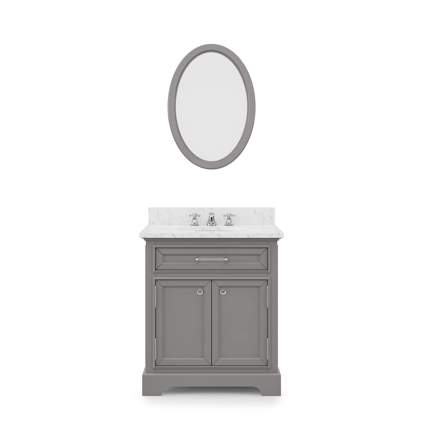 30 Inch Bathroom Vanity, Mirror And Faucet, Derby Collection