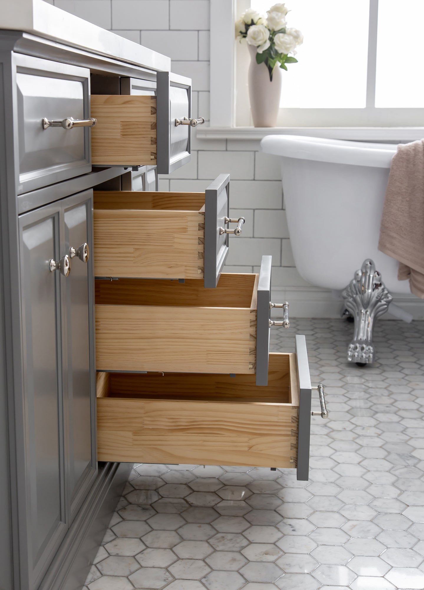 60" Palace Collection Quartz Carrara Bathroom Vanity Sets