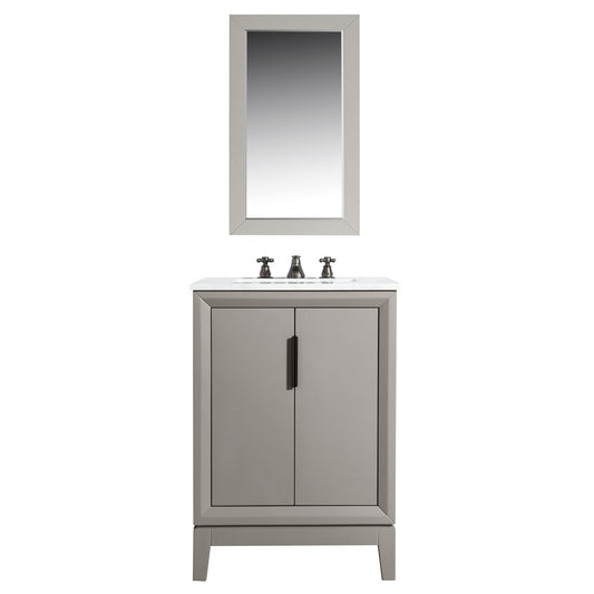 Elizabeth 24-Inch Single Sink Carrara White Marble Vanity In Cashmere Grey set