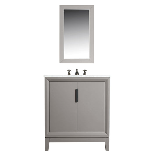 Elizabeth 30-Inch Single Sink Carrara White Marble Vanity In Cashmere Grey set
