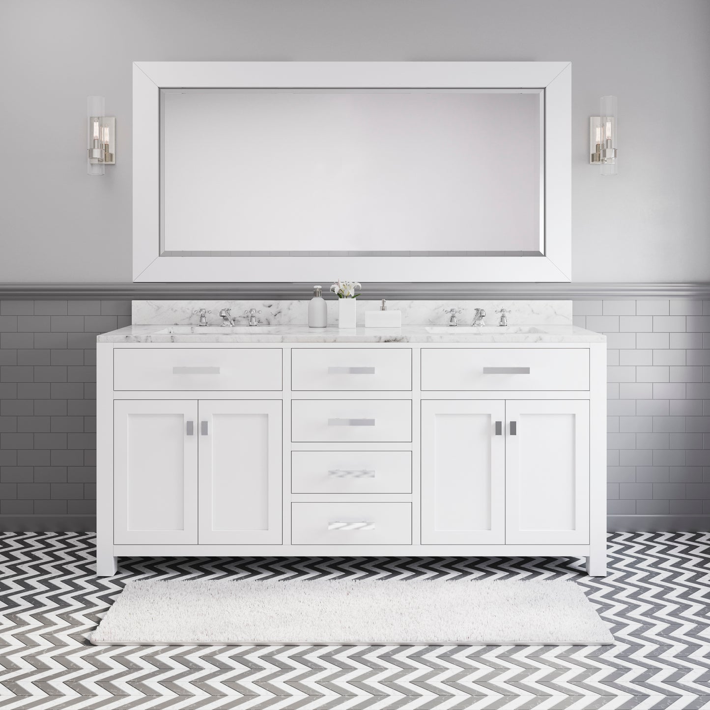 72 Inch Double Sink Bathroom Vanity set. The Madison Collection