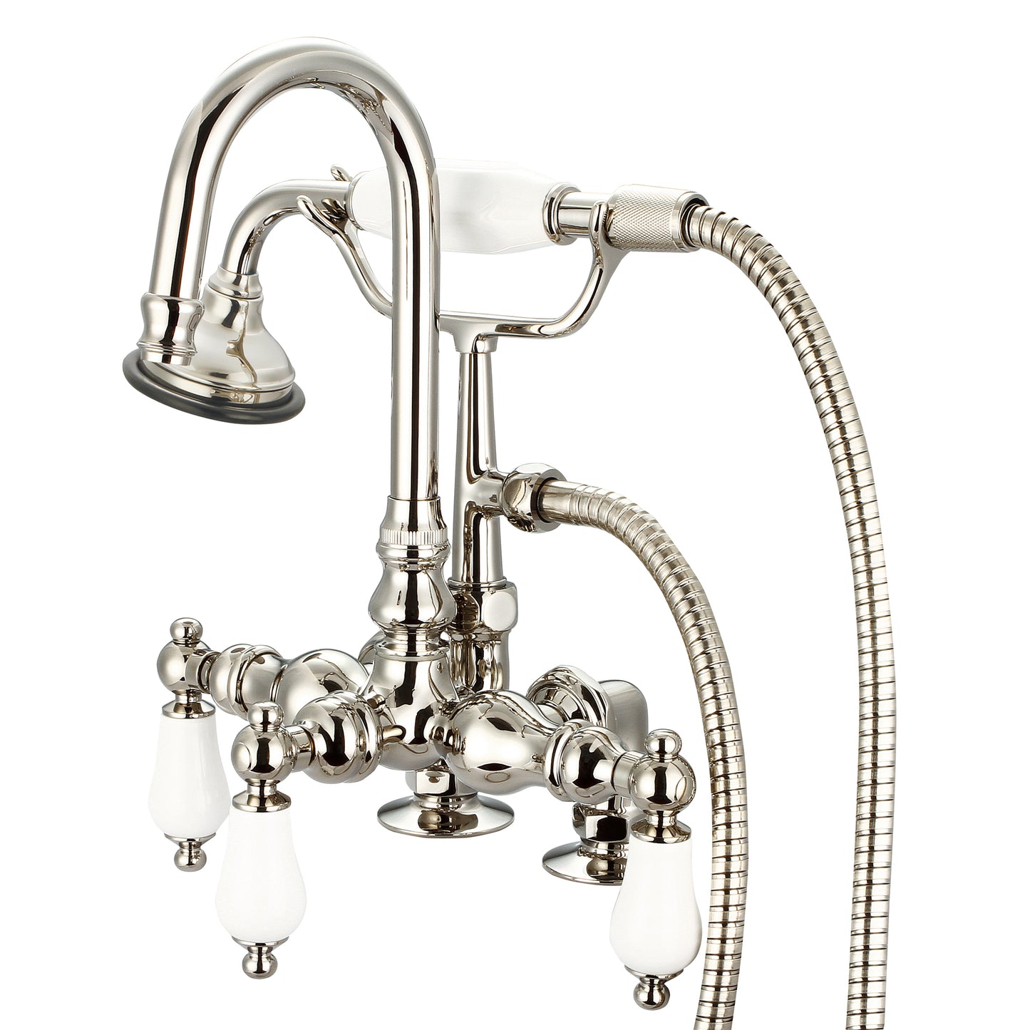 Vintage Classic Tub Faucet With Gooseneck Spout, With Lever and Cross Handles