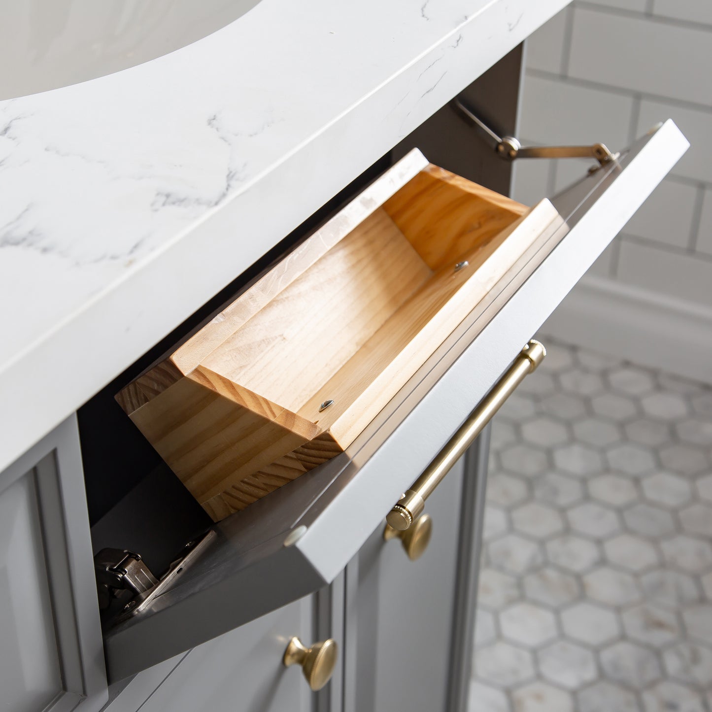 60" Palace Collection Quartz Carrara Bathroom Vanity Set