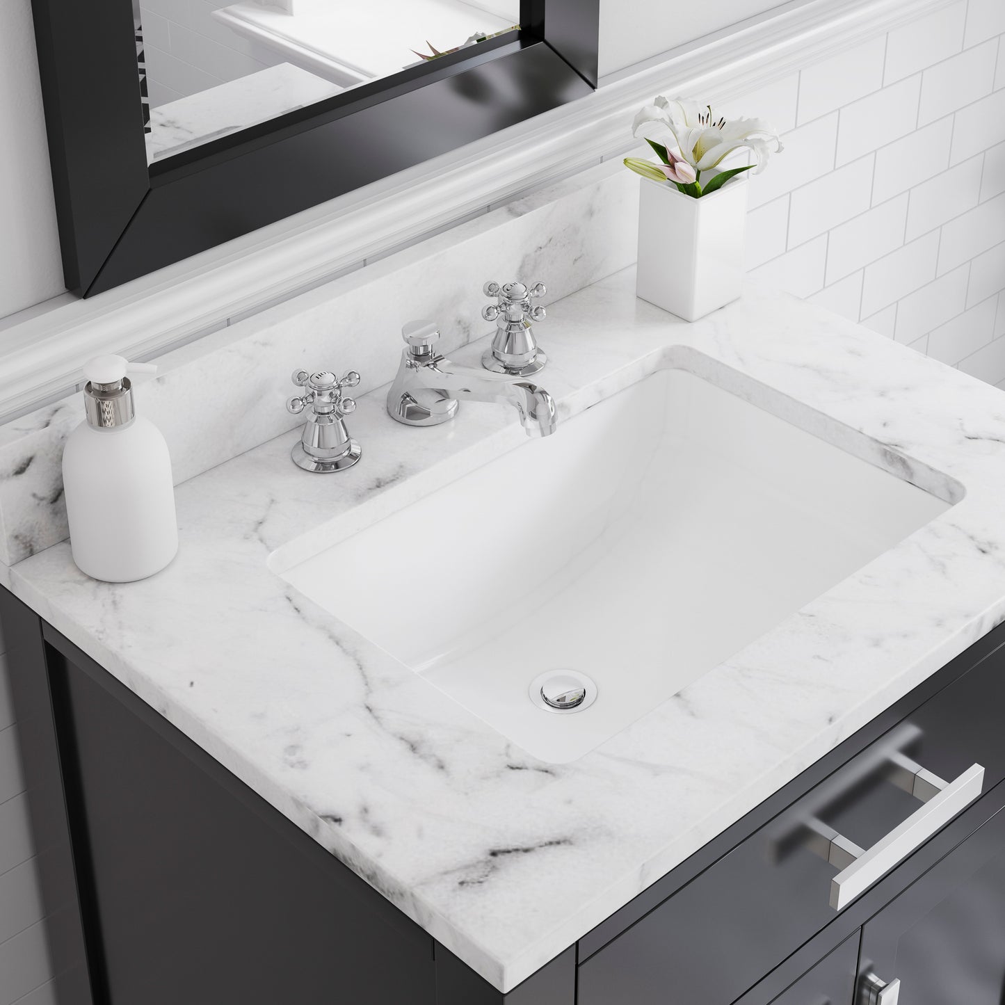 30 Inch Single Sink Bathroom Vanity With Mirror And Faucet From The Madison Collection