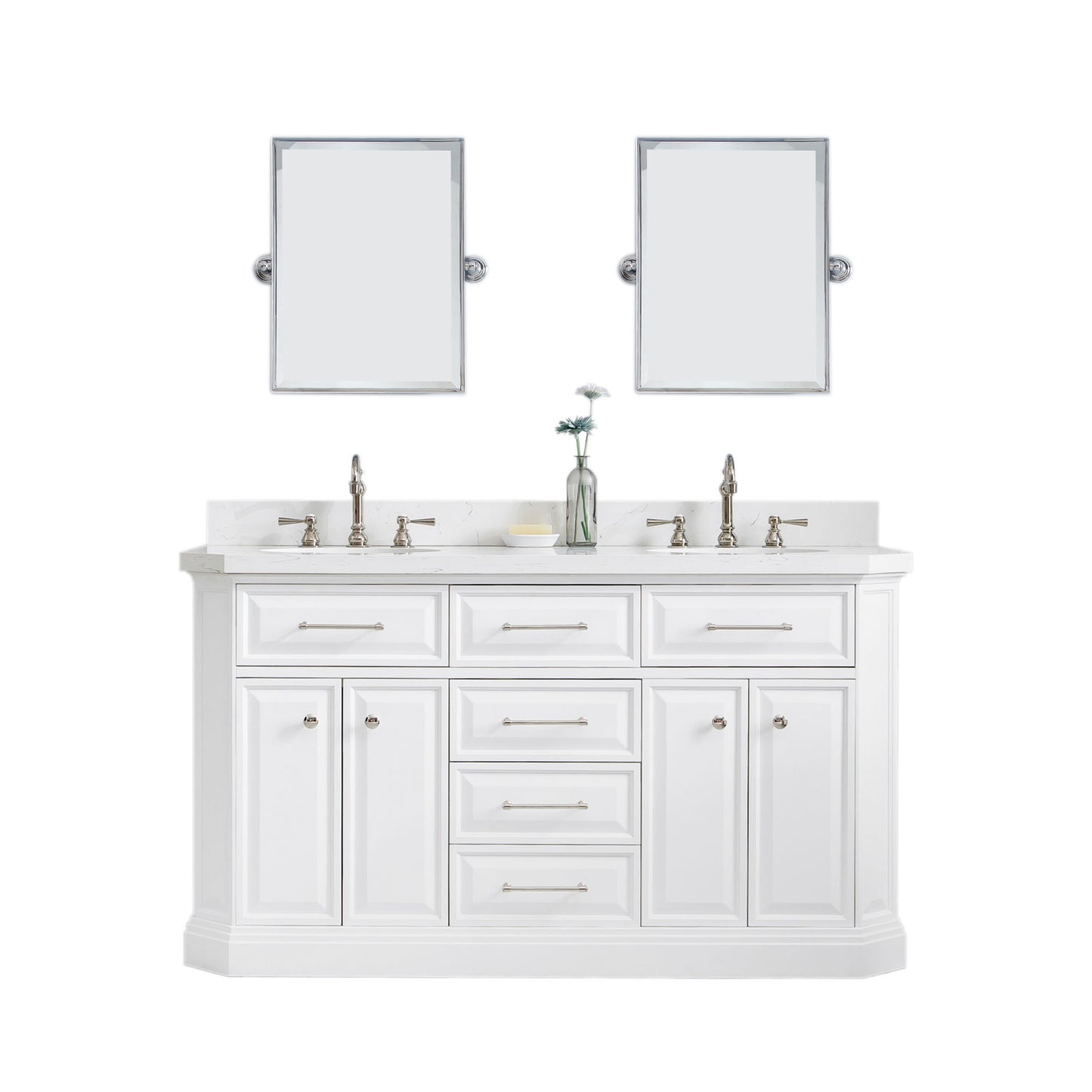60" Palace Collection Quartz Carrara Bathroom vanity Set
