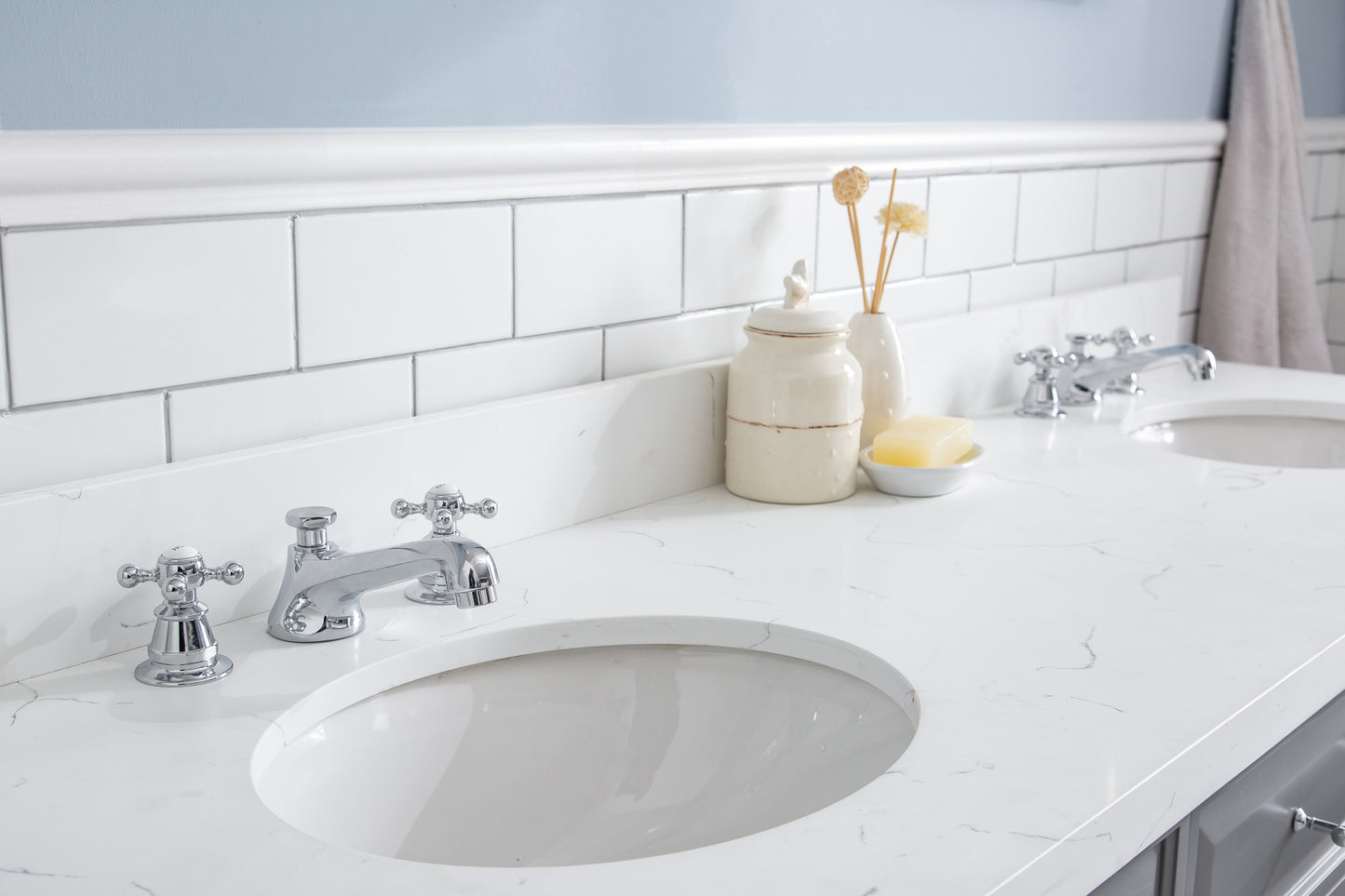 72" Palace Collection Quartz Carrara Multi Color Bathroom Vanity Sets