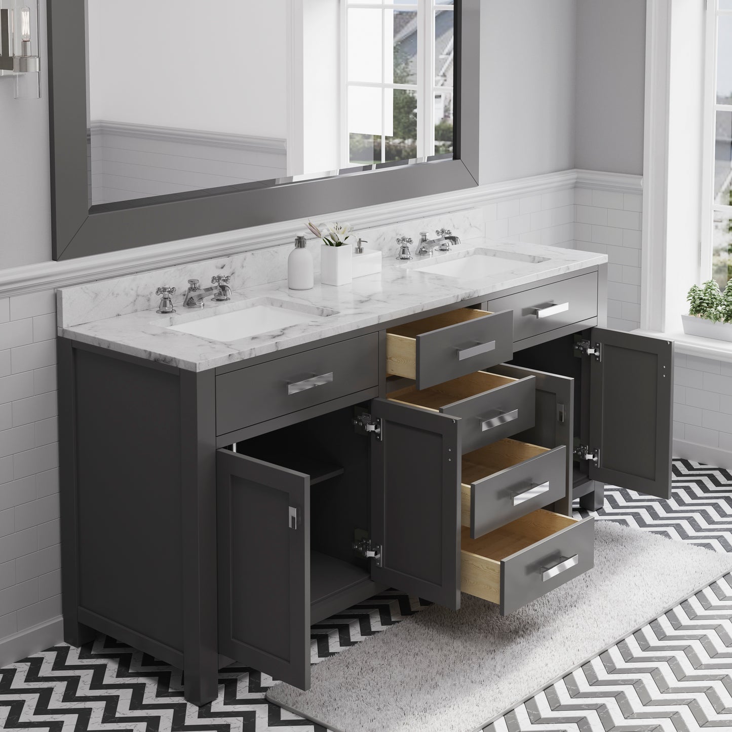 72 Inch Double Sink Bathroom Vanity set. The Madison Collection