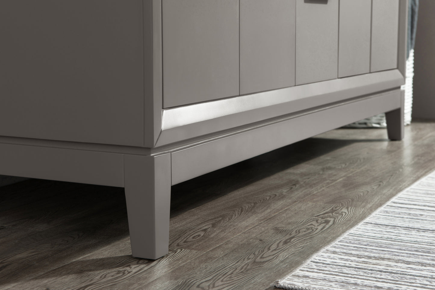 Elizabeth 60-Inch Double Sink Carrara White Marble Vanity In Cashmere Grey set