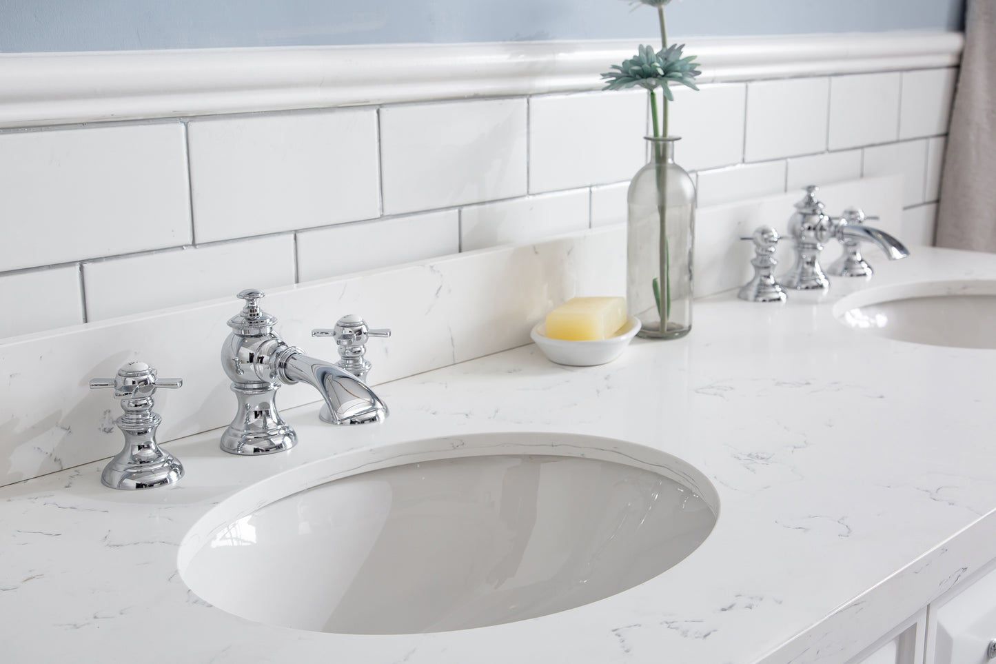 60" Palace Collection Quartz Carrara Bathroom Vanity Sets