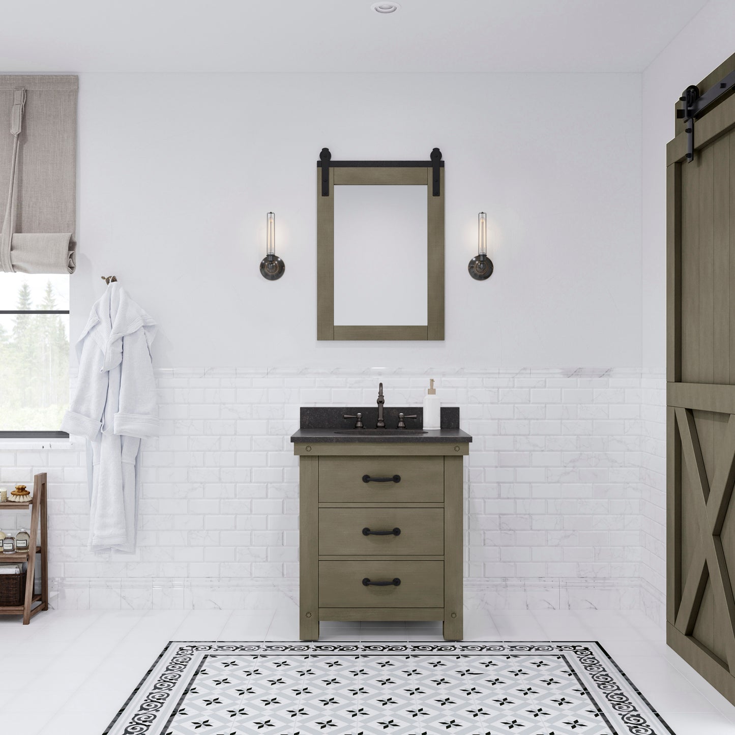 30 Inch Grizzle Grey Single Sink Bathroom Vanity With Mirror And Faucet from The ABERDEEN Collection