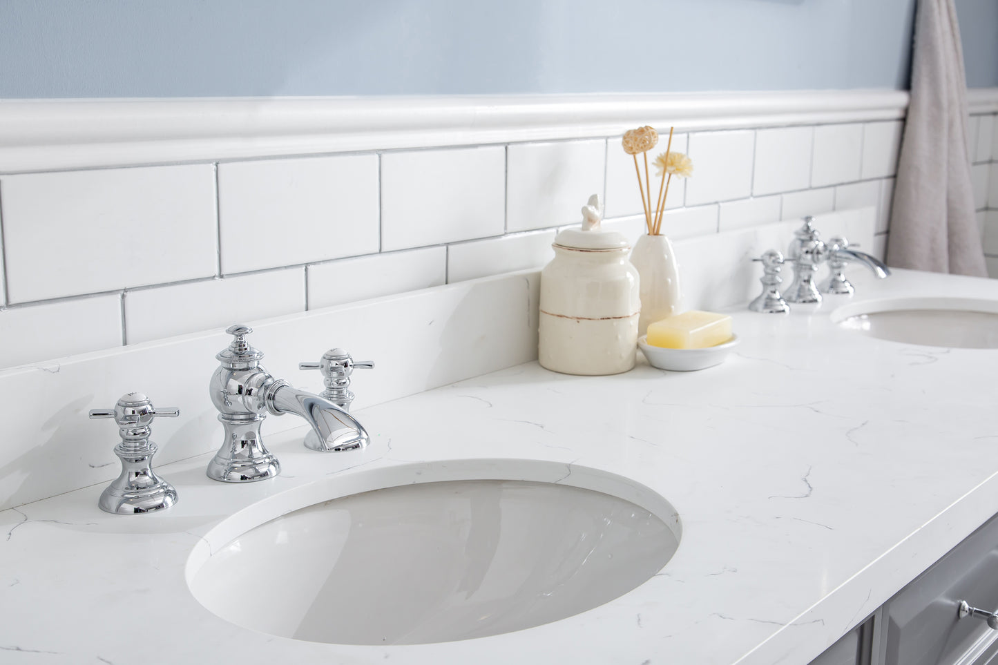 72" Palace Collection Quartz Carrara Multi Color Bathroom Vanity Sets
