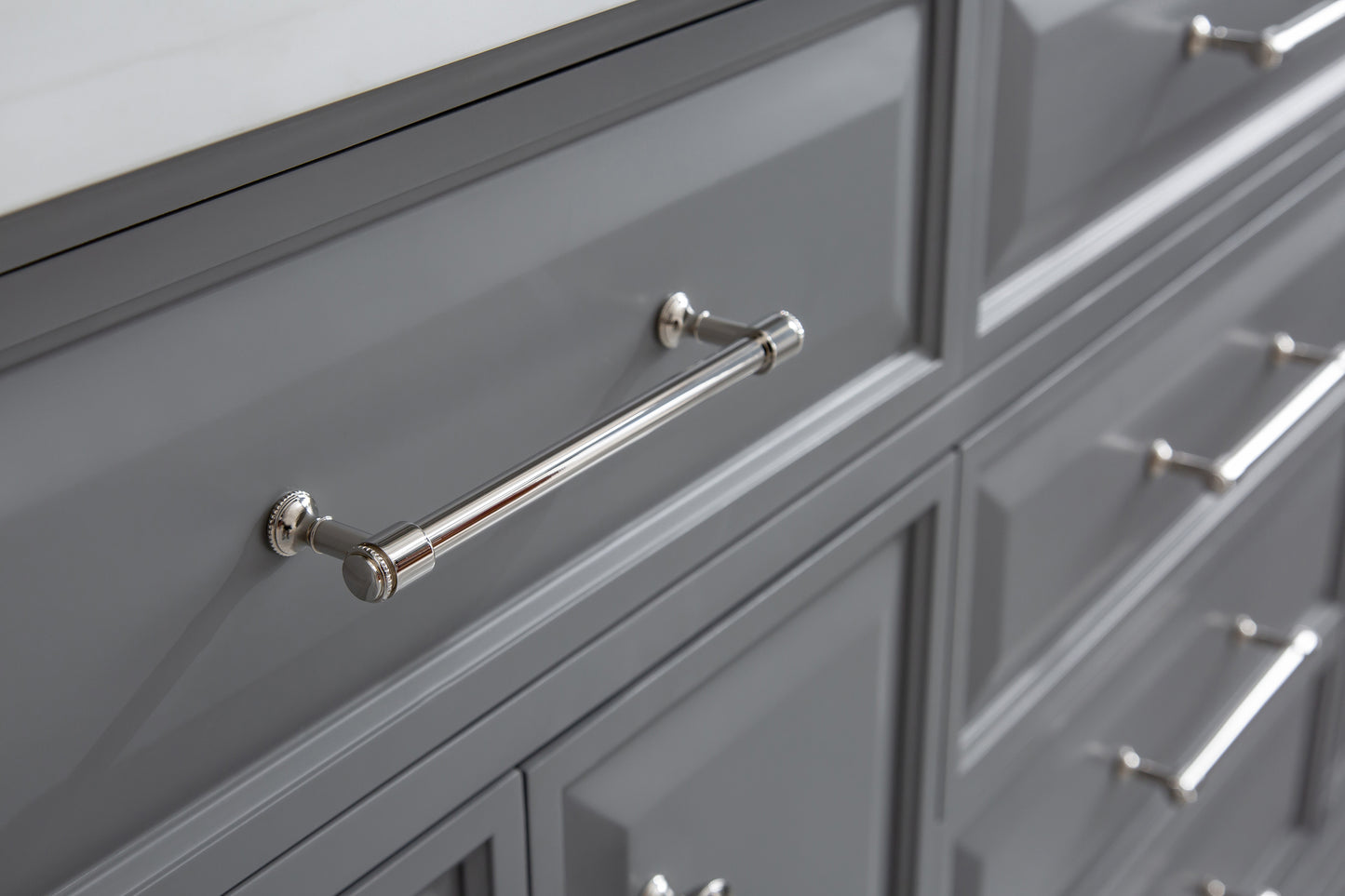 72" Palace Collection Quartz Carrara Bathroom Vanity Set, Mirror in Polished Nickel (PVD) Finish