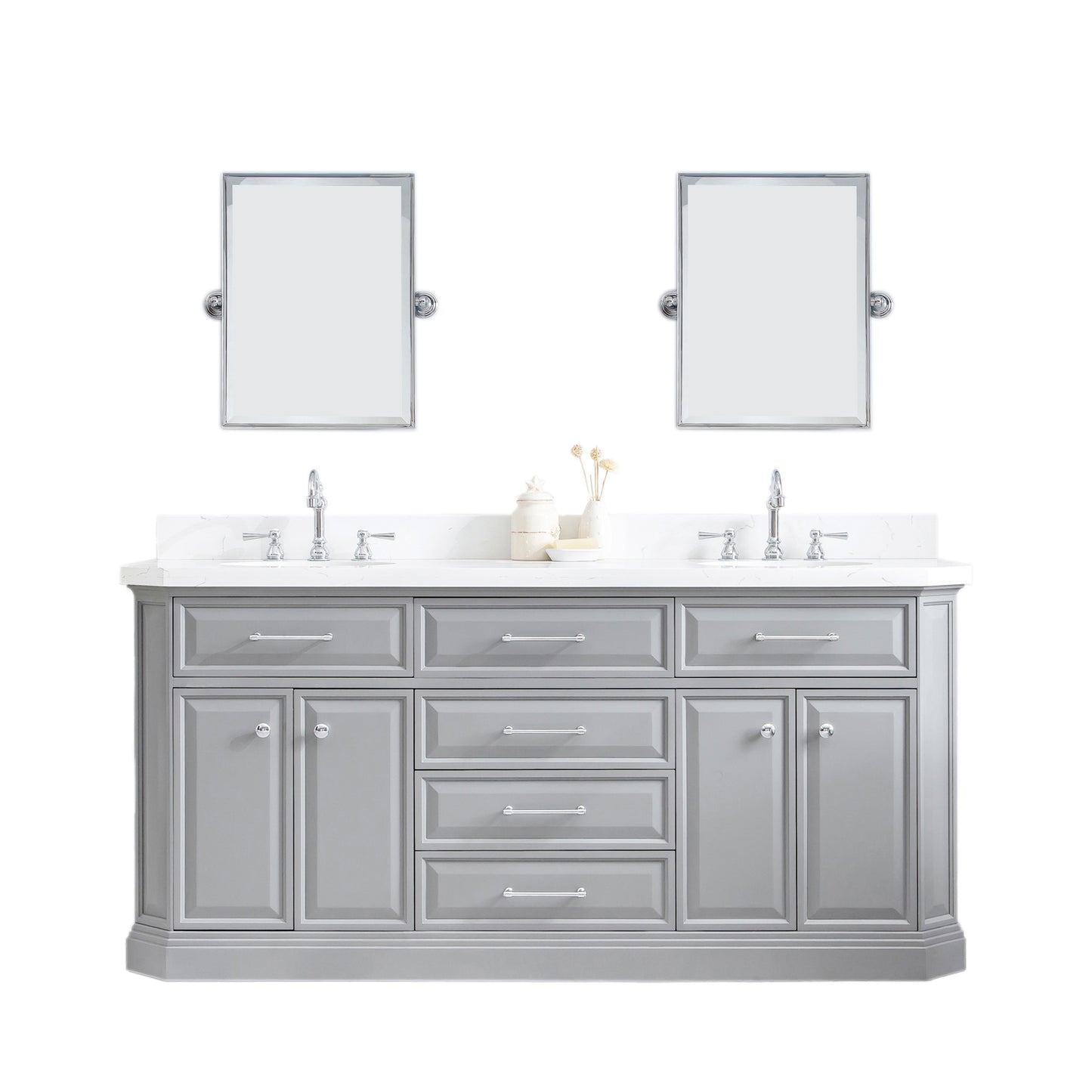 72" Palace Collection Quartz Carrara Multi Color Bathroom Vanity Sets