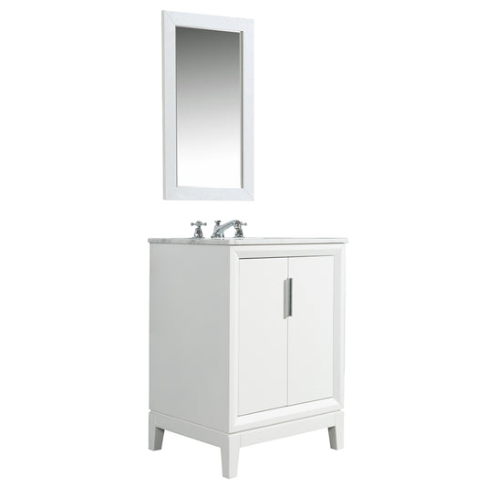 Elizabeth 24-Inch Single Sink Carrara White Marble Vanity In Pure White set