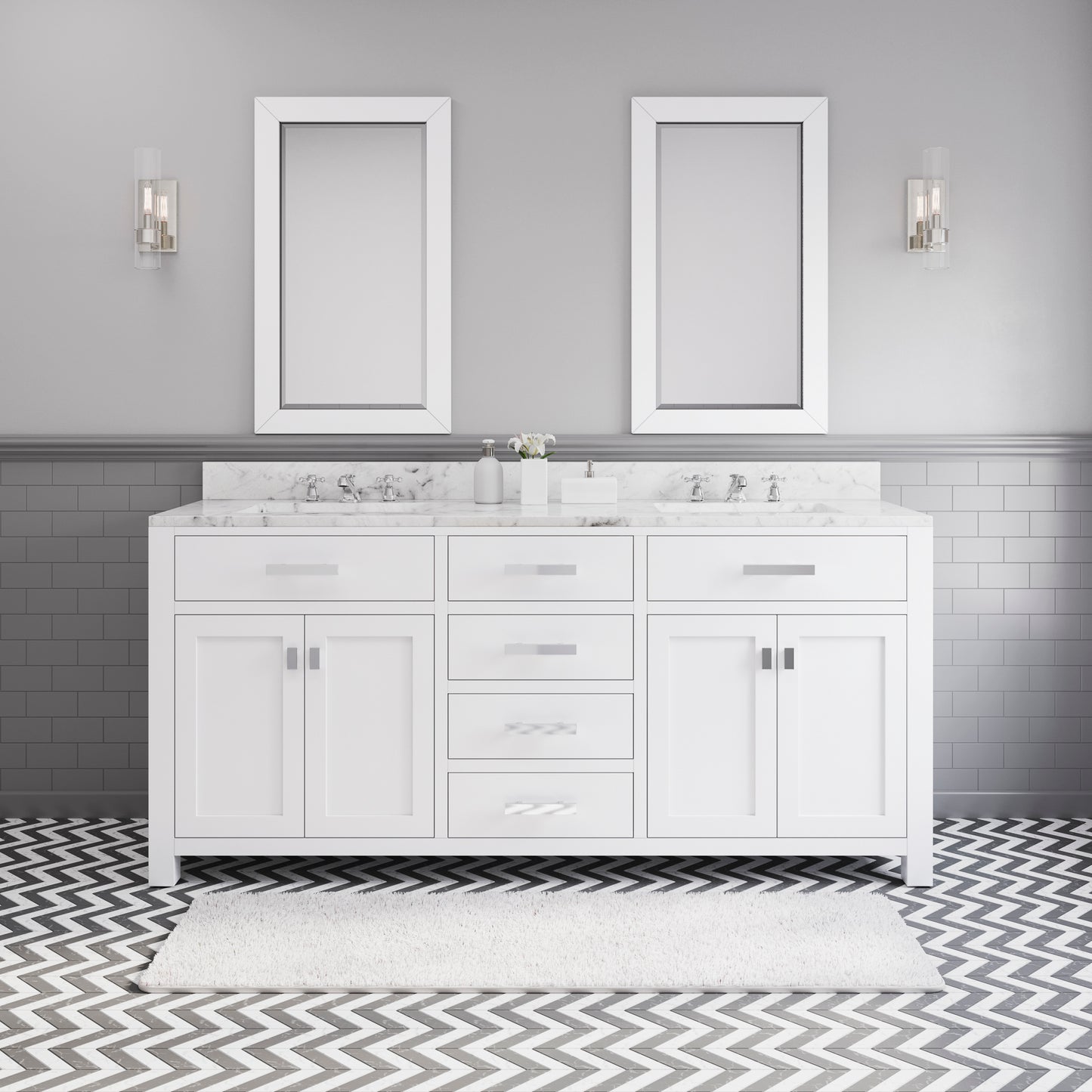 72 Inch Double Sink Bathroom Vanity set. The Madison Collection