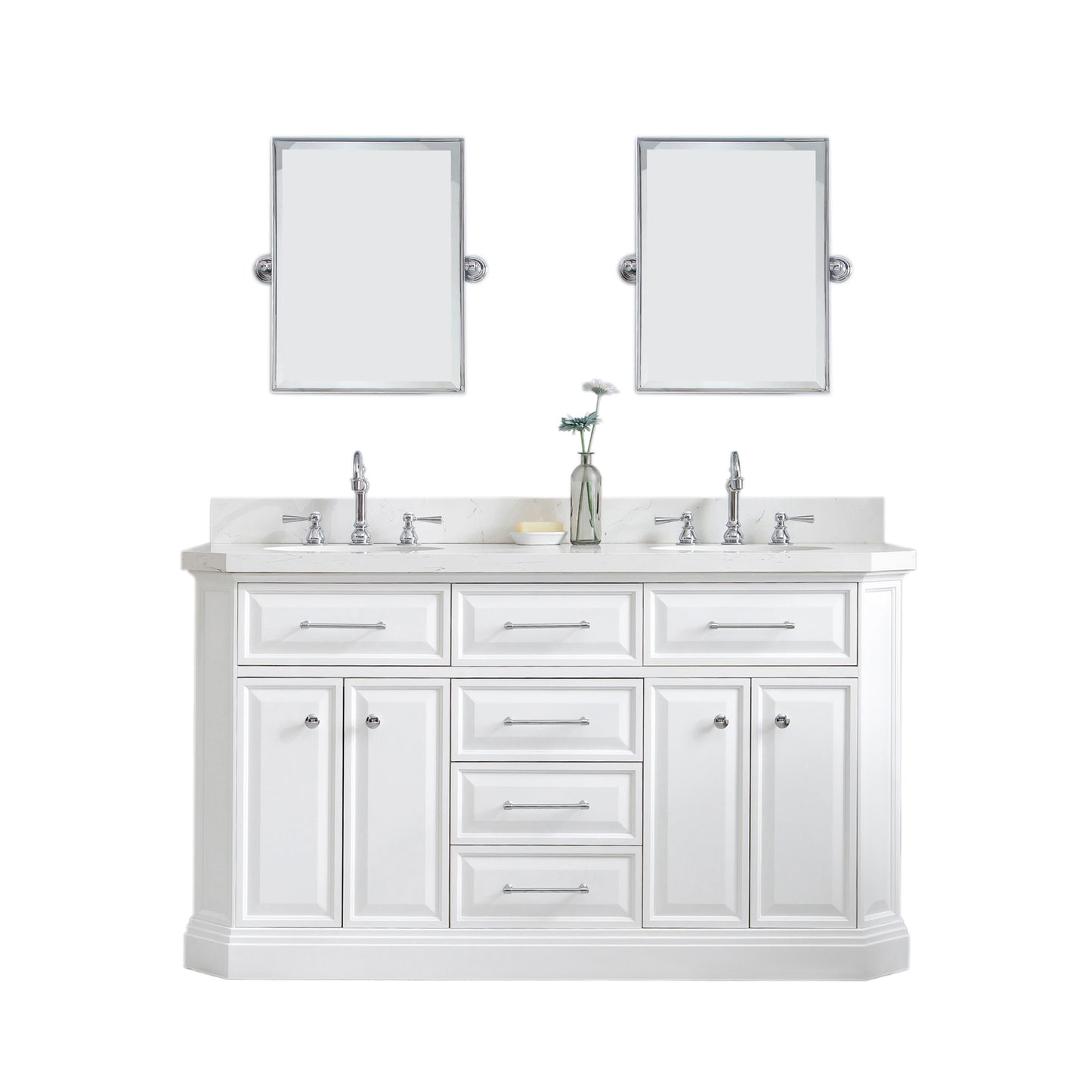 60" Palace Collection Quartz Carrara Bathroom vanity Set