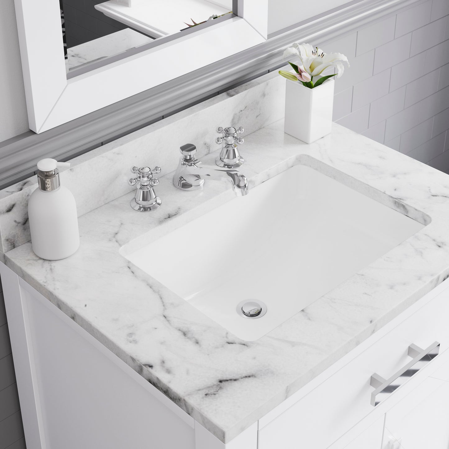 30 Inch Single Sink Bathroom Vanity With Mirror And Faucet From The Madison Collection