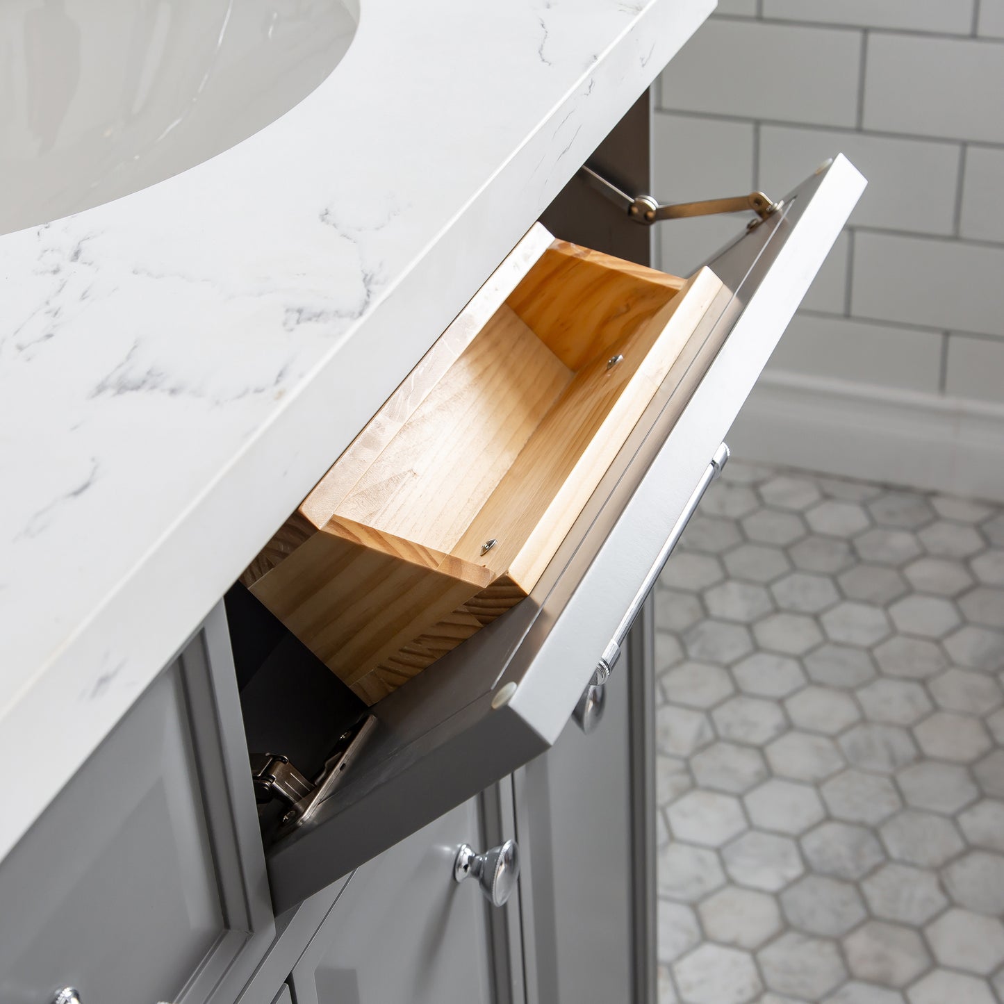 60" Palace Collection Quartz Carrara Bathroom Vanity Sets
