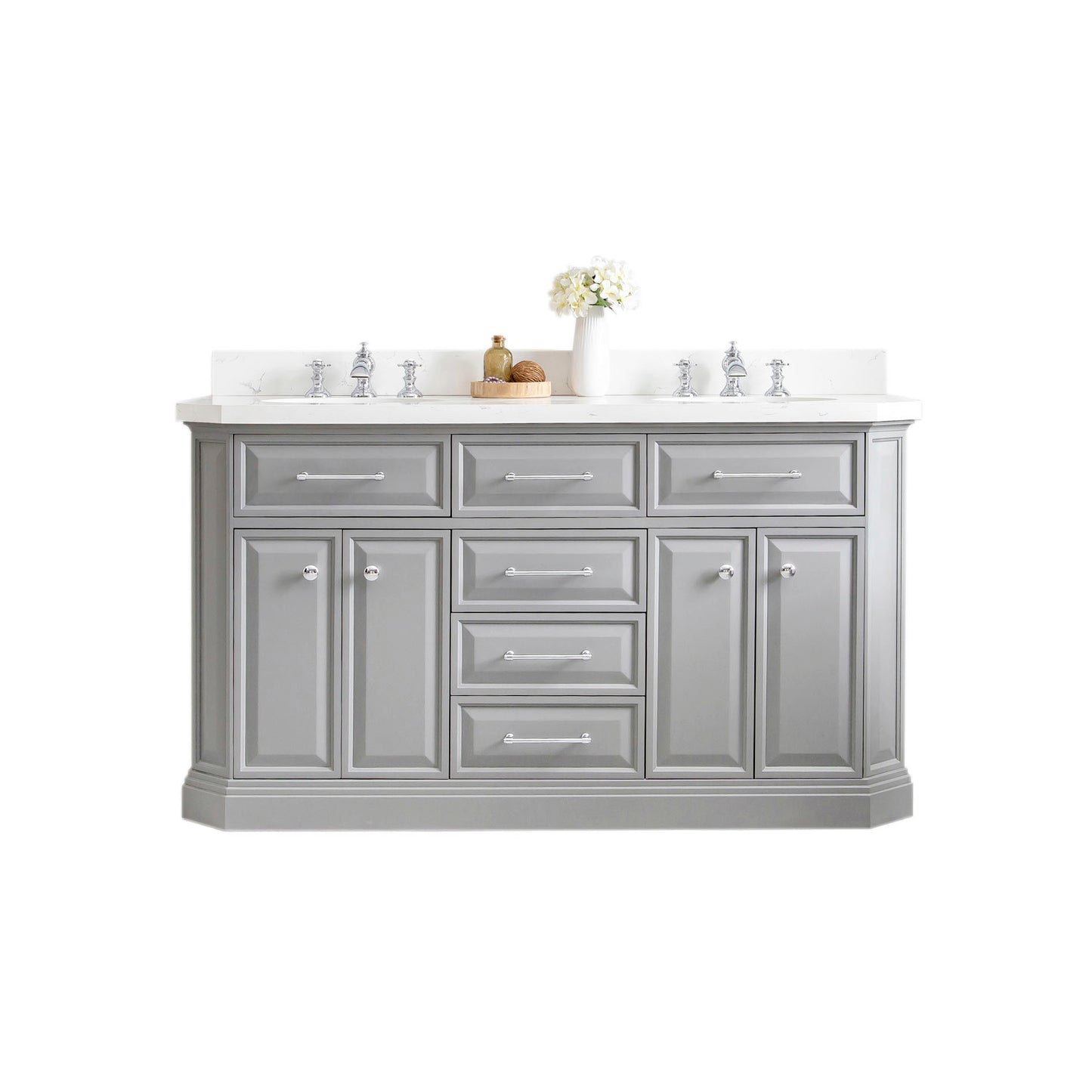 60" Palace Collection Quartz Carrara Bathroom Vanity Sets