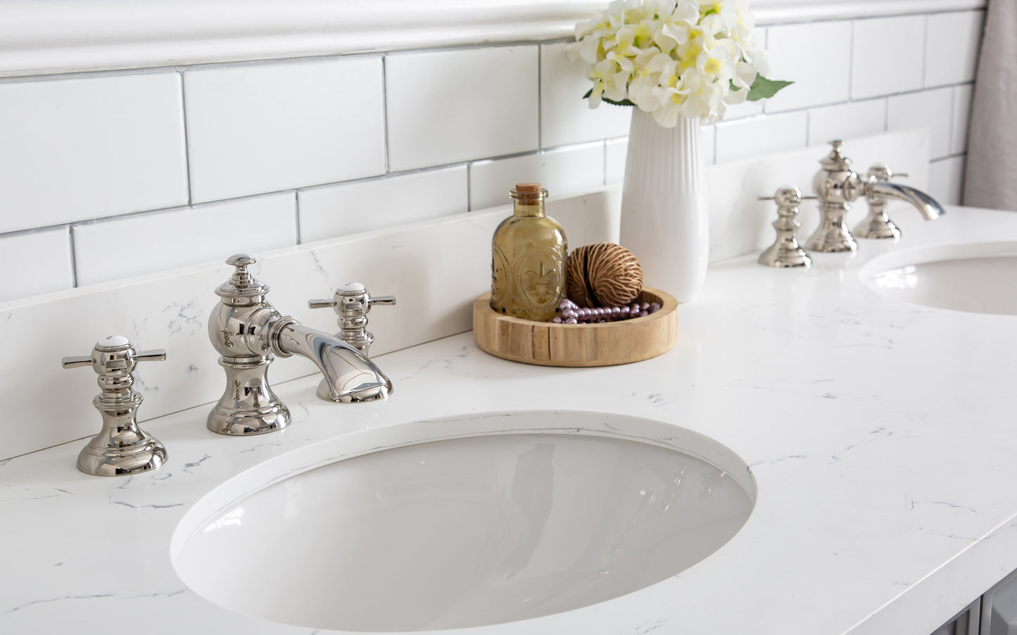 60" Palace Collection Quartz Carrara Bathroom vanity Set