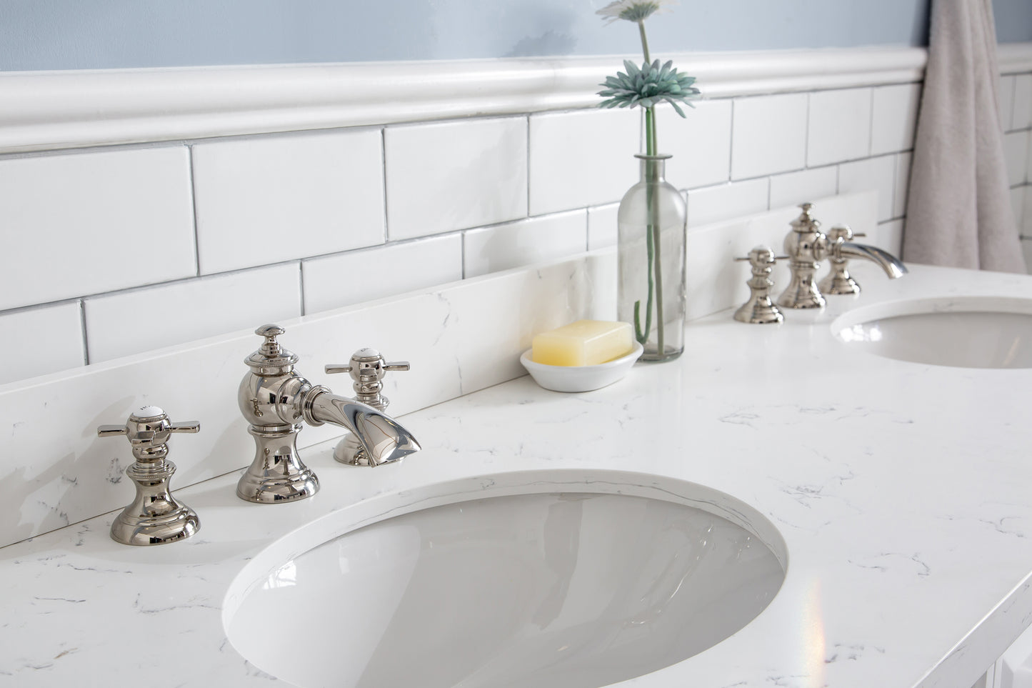 60" Palace Collection Quartz Carrara Bathroom vanity Set